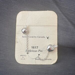 Sarah Coventry Silver - Tone Apple Brooch Set